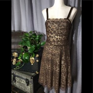 HEART MOON Star Fit Flare Leopard Print Dress Small